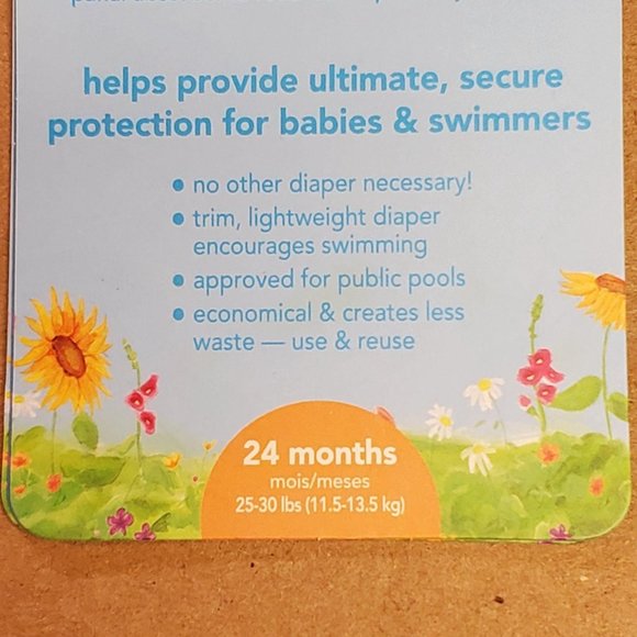 iPlay Reusable Absorber Swimsuit Diaper - 24 Months - Pink with Tulips - New - Picture 5 of 7